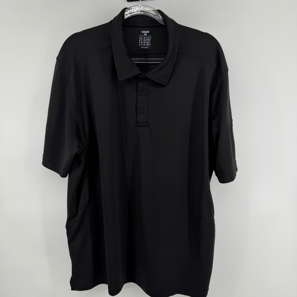 CQR Mens Black Performance Polo‎ Shirt 2X Large Tactical Golf Work Casual